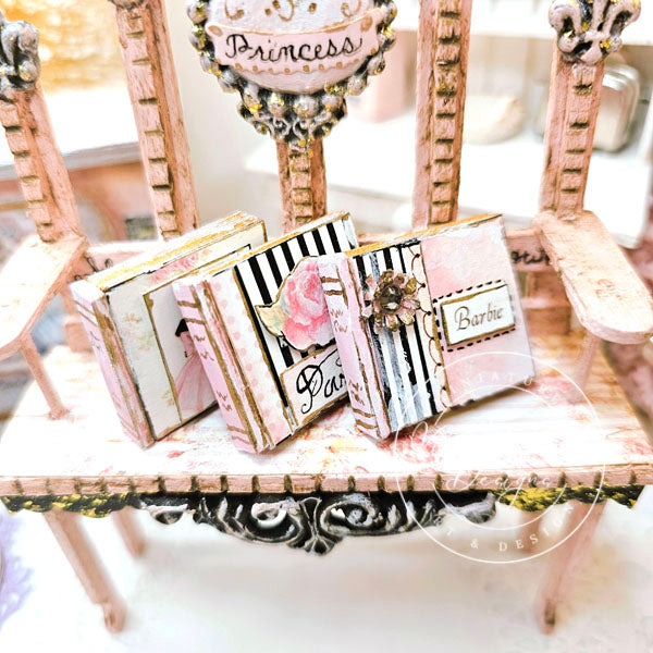 Handmade Shabby Book Set No.28 for Dollhouses