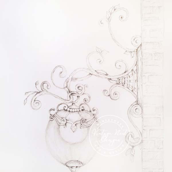Ornate Lamp Post Pencil Art