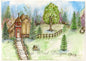 Church in the Woods No.2 Digital Prints Watercolor Painting image 1