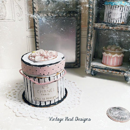 Hat Band Box Pink No.59 Dollhouse Miniature Handmade image 5
