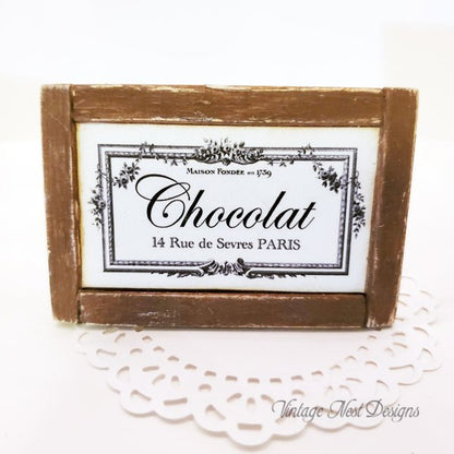 Chocolate Sign No.2:1 Dollhouse Miniature Handmade Wooden Framed Art image 0