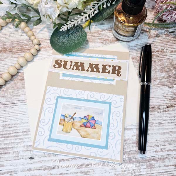 Summer Card No.1 Greeting Blank Inside Handmade One of a Kind image 0