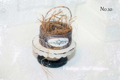 Bird Nest Basket No.10 Dollhouse Miniature Handmade image 0