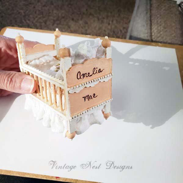 Baby Antique Style Crib No.6 Handmade Dollhouse Miniature image 2