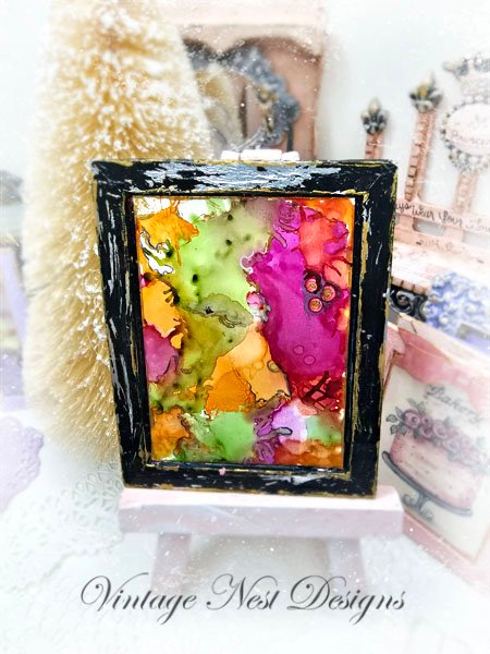 Abstract Art No.3 Dollhouse Miniature Handmade Wooden Framed Art image 5