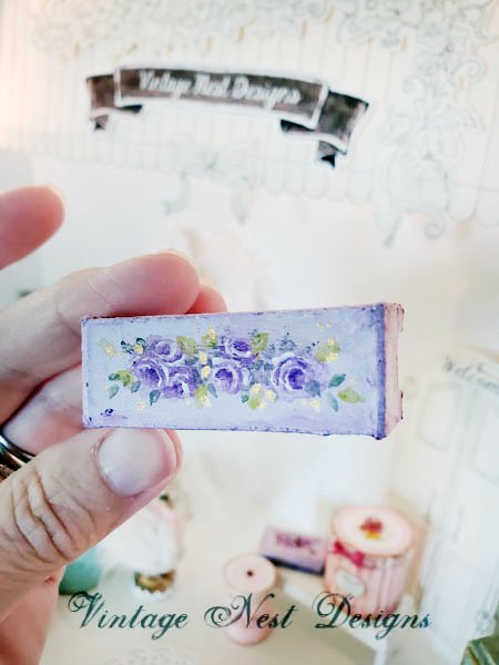 Lavender & Roses Bench No.15 Dollhouse Miniature Handmade image 2