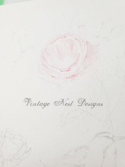 Bird Nest Roses No.5:1 Digital Prints Watercolor Painting image 5