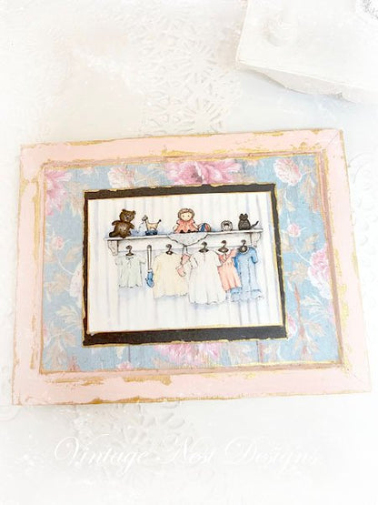 Baby Time No.1:2 Dollhouse Miniature Handmade Wooden Framed Art image 2