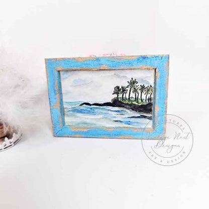 Ocean No.1:1 Dollhouse Miniature Handmade Wooden Framed Art image 1