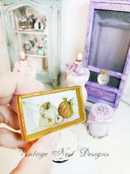 Rugged Pumpkins No.1:1 Dollhouse Miniature Handmade Wooden Framed Art image 3