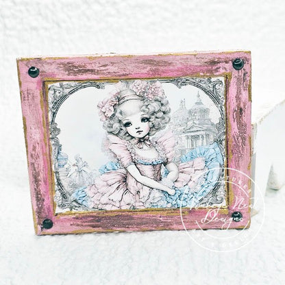 Young Marie No.1:1 Dollhouse Miniature Handmade Framed Art image 0