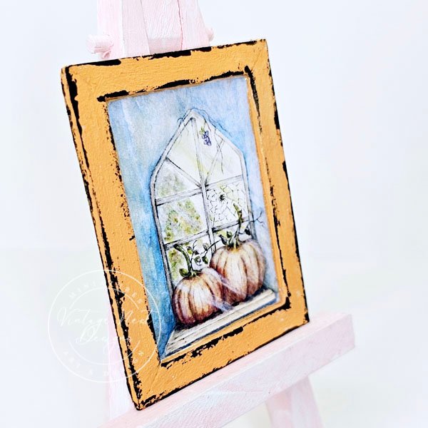 Pumpkins No.12:1 Dollhouse Miniature Handmade Wooden Framed Art image 3