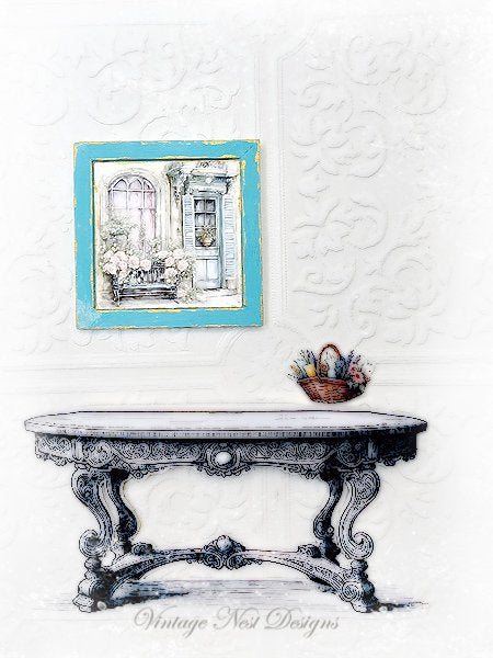 Window Scene No.1 Dollhouse Miniature Handmade Wooden Framed Art image 1