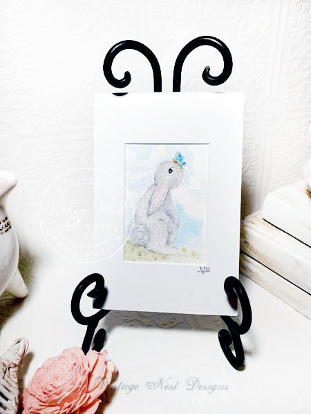 Rabbit and Butterfly No.1 Original Watercolor Painting image 4