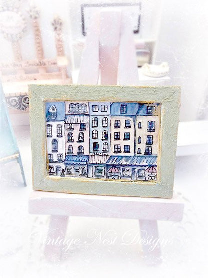 Paris Shopping in the City No.1:6 Dollhouse Miniature Handmade Wooden Framed Art image 5