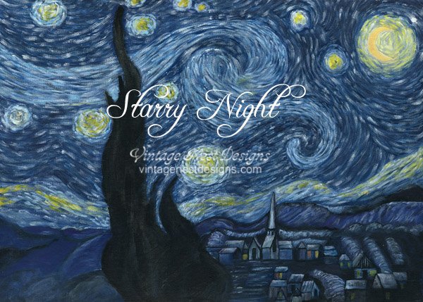 Starry Night No.1 Digital Print Acrylic Painting image 0