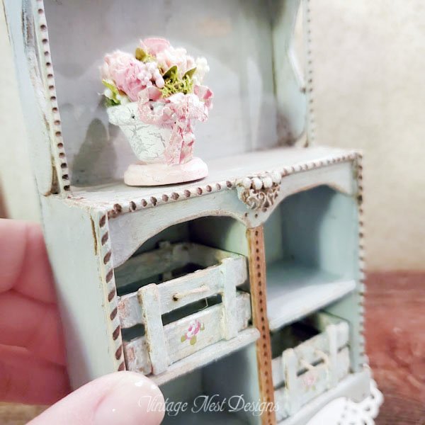 Blue Cabinet No.8 Dollhouse Miniature Handmade image 2