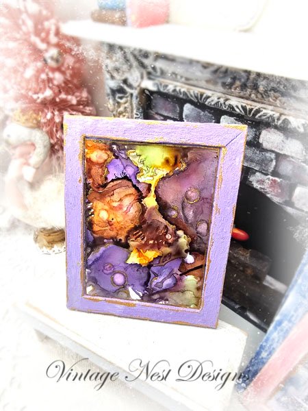 Abstract Art No.1 Dollhouse Miniature Handmade Wooden Framed Art image 0