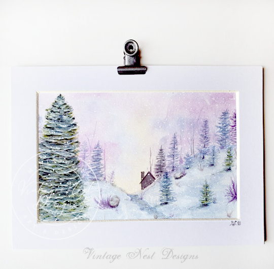 Winter Scene No.4 Original Watercolor Painting image 3