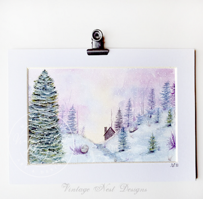 Winter Scene No.4 Original Watercolor Painting image 3