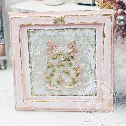 Stitched Baby Outfit No.1:1 Dollhouse Miniature Handmade Wooden Framed Art image 3