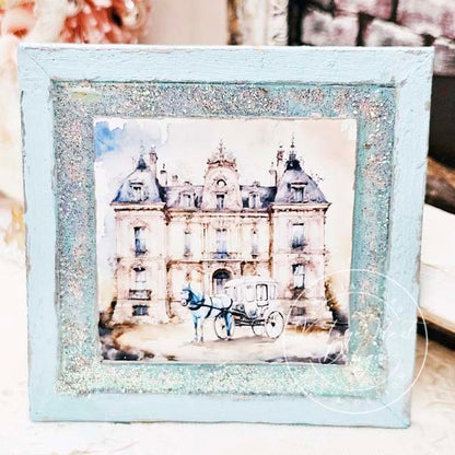 Horse and Carriage No.2:1 Dollhouse Miniature Handmade Wooden Framed Art image 7