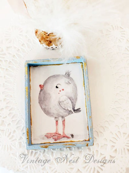 Pink Tweet No.1:2 Dollhouse Miniature Handmade Wooden Framed Art image 4
