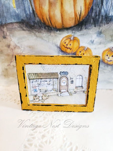 Fall Flower Shop No.1:1 Dollhouse Miniature Handmade Wooden Framed image 1