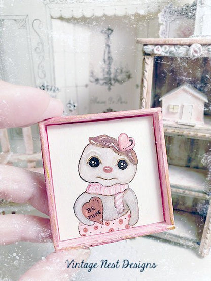 Valentine Love No.1:1 Dollhouse Miniature Handmade Framed Art image 4