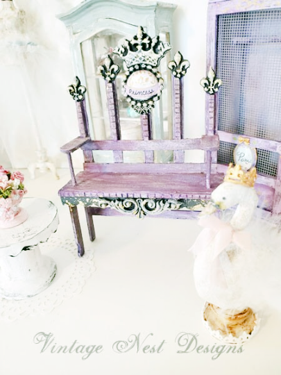 Shabby Princess Bench No.4 Dollhouse Miniature Handmade image 4