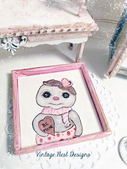 Valentine Love No.1:1 Dollhouse Miniature Handmade Framed Art image 2