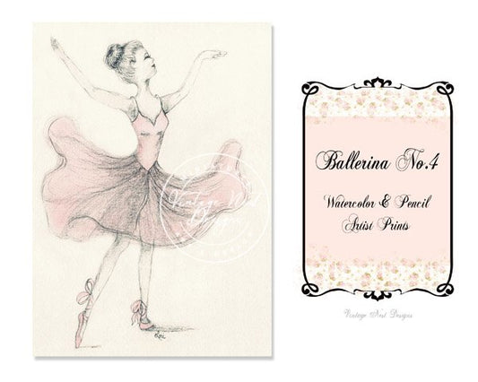 Ballerina No.4 Digital Prints Watercolor Painting image 0