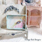 Bird Nest Roses No.1:1 Dollhouse Miniature Handmade Wooden Framed Art image 0