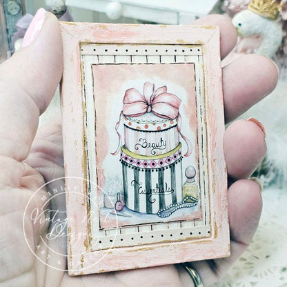 Beauty Essentials No.1:2 Dollhouse Miniature Handmade Wooden Framed Art image 4