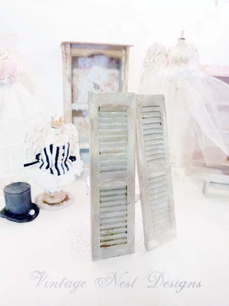 Wooden Shutters No.1 Dollhouse Miniature image 0