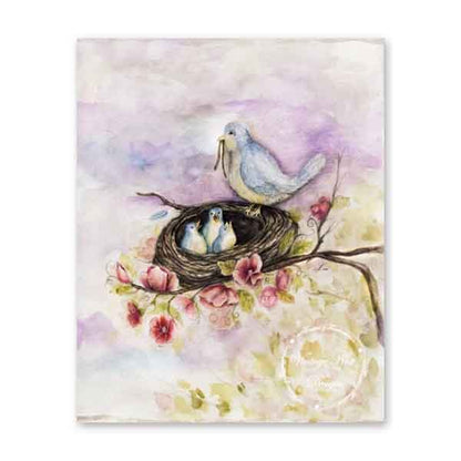 Bird Nest Roses No.6 Digital Prints Watercolor Painting image 1