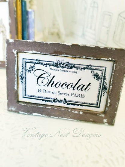 Chocolate Sign No.2:1 Dollhouse Miniature Handmade Wooden Framed Art image 3