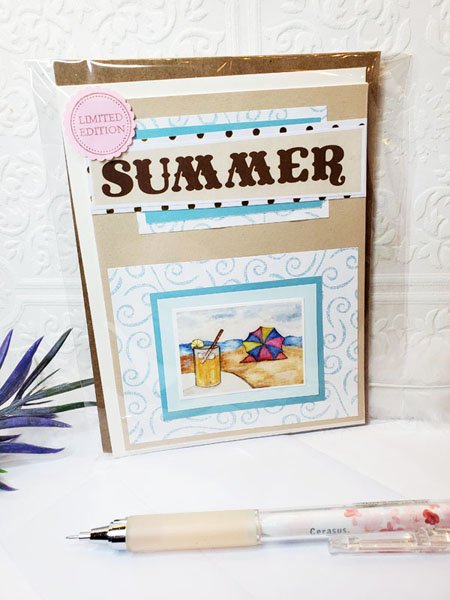 Summer Card No.1 Greeting Blank Inside Handmade One of a Kind image 1