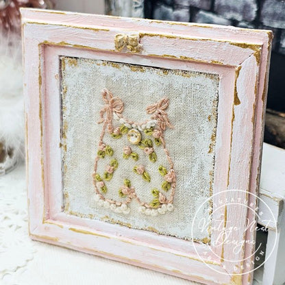Stitched Baby Outfit No.1:1 Dollhouse Miniature Handmade Wooden Framed Art image 4