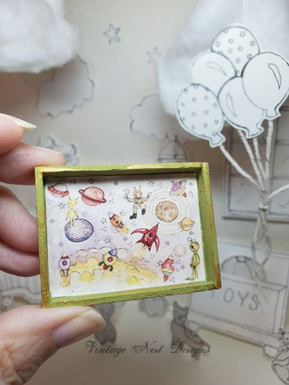 Sun Moon Stars Rocket Ship No.1:1 Dollhouse Miniature Handmade image 2