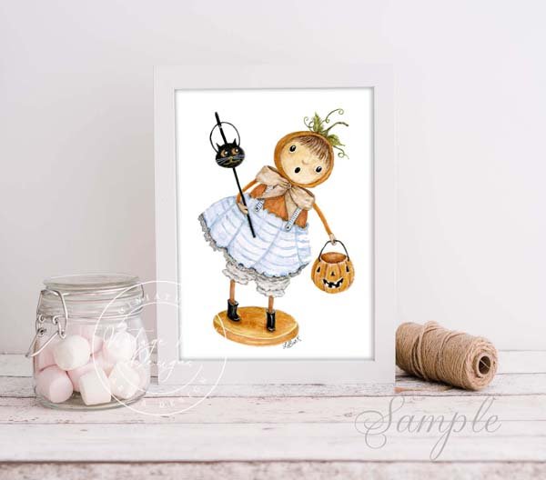 Halloween Character No.4 Digital Print Watercolor Painting image 2