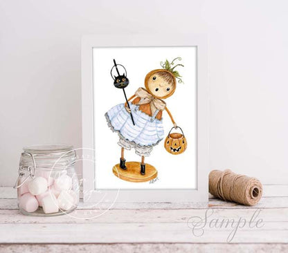 Halloween Character No.4 Digital Print Watercolor Painting image 2