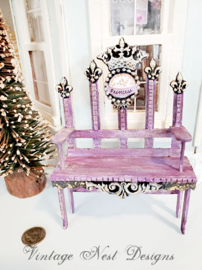 Shabby Princess Bench No.4 Dollhouse Miniature Handmade image 0