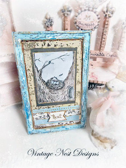 Bird Nest Tree No.2:2 Dollhouse Miniature Handmade Wooden Framed Art image 3