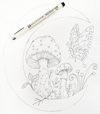 Mushrooms and Butterflies No.1 Original Watercolor Painting image 8