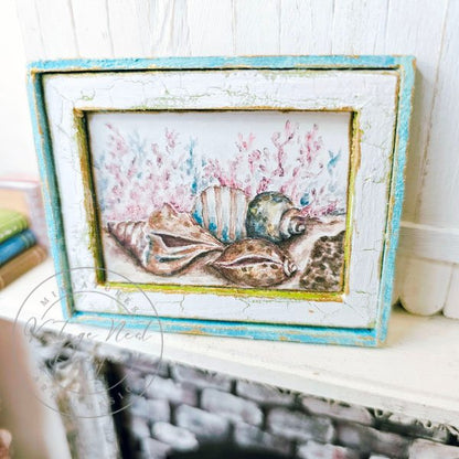 Seashell No.1:1 Dollhouse Miniature Handmade Wooden Framed Art with Additional Frame image 4