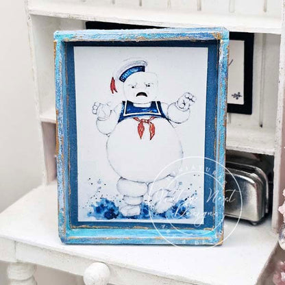 Stay Puft No.1:1 Dollhouse Miniature Handmade Wooden Framed Art image 7