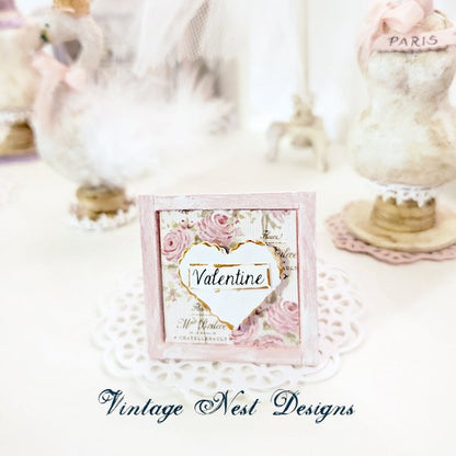 Valentine Lace Heart No.4 Dollhouse Miniature Handmade Framed Art image 0