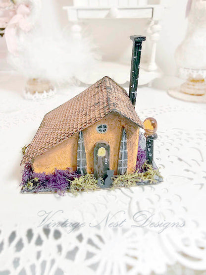 Putz Halloween House No.3 Miniature Handmade Shadow Box Diorama One of a Kind image 8