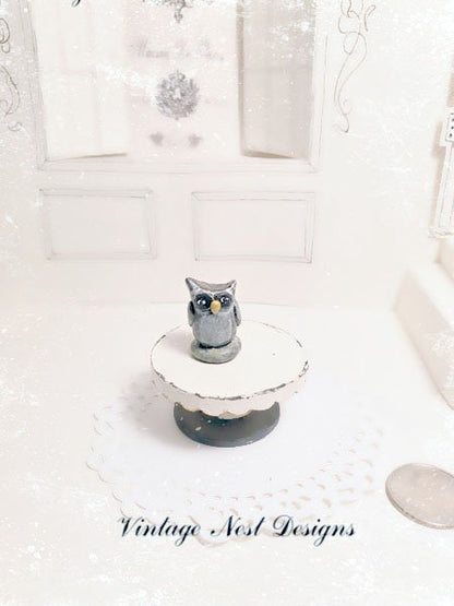 Porcelain Owl No.2 Dollhouse Miniature Handmade One of a Kind image 0